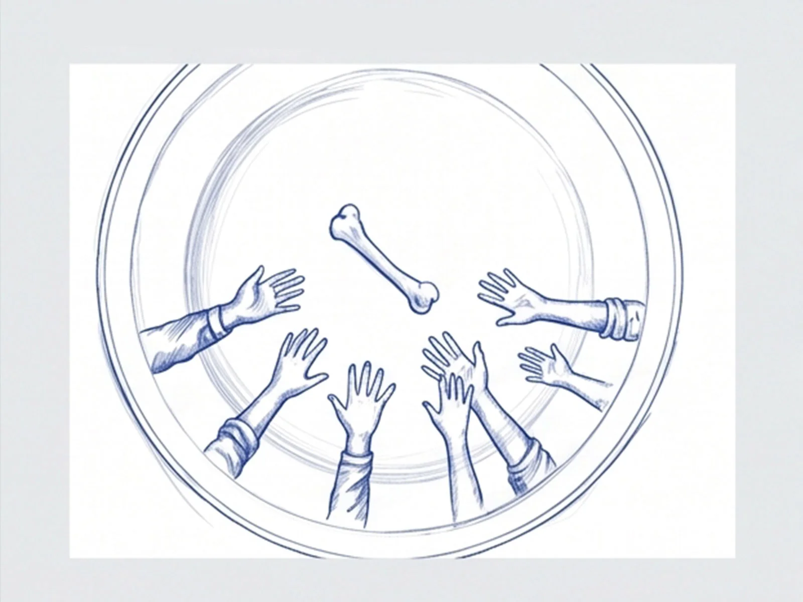 Concept development grid: luxury plate setting, reaching hands, bone and crumbs composition studies